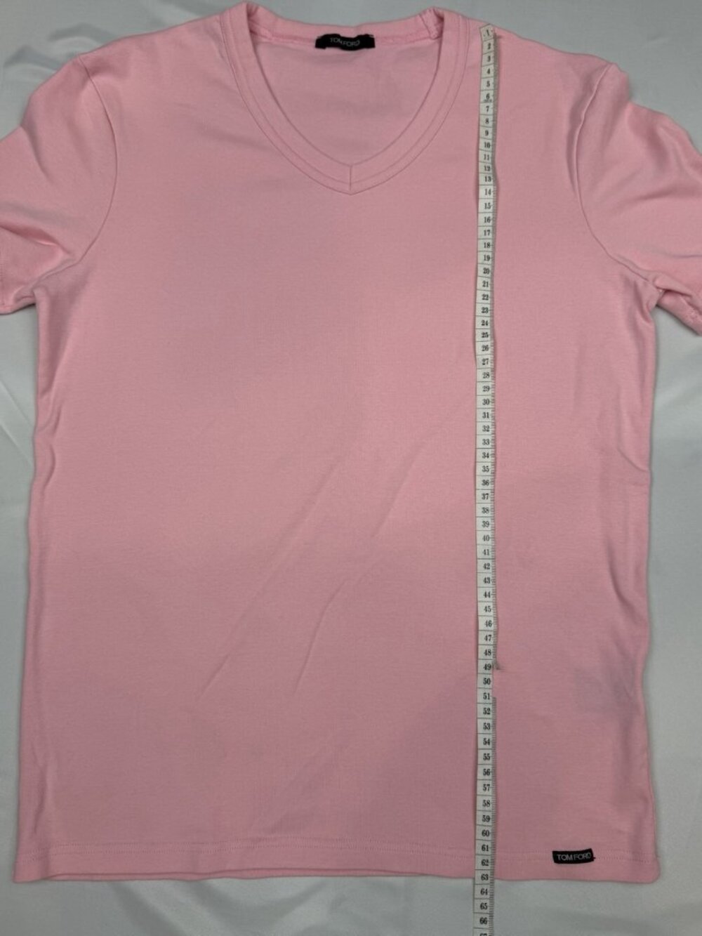 TOM FORD Pink V-Neck Short Sleeve Unisex T-Shirt - Cotton Blend - Logo - Size M - Picture 13 of 13